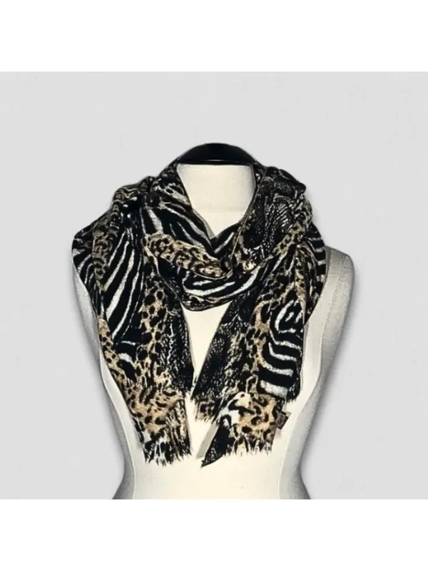 Look Cashmere Leopard Animal Print Scarf Multicolor OS - Image 2