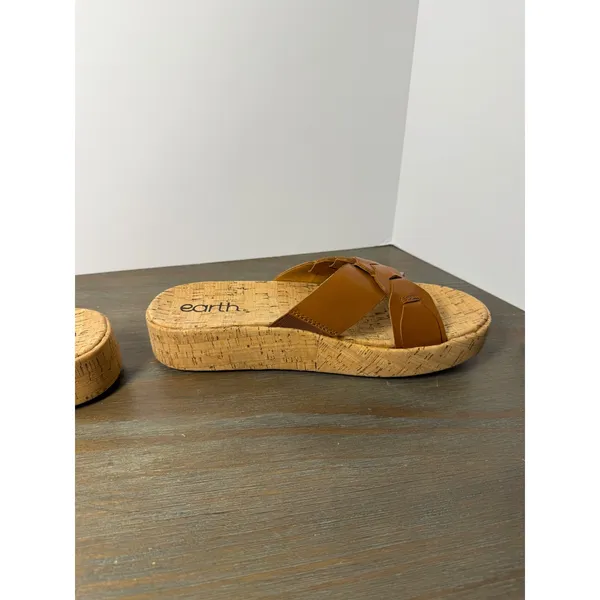 Earth Scotti‎ Leather Platform Slide Sandals Cork Comfort Size 9 NWT - Image 6