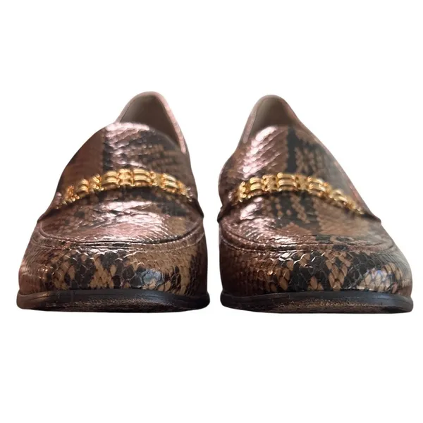 Tory Burch Jessa Snake Embossed Leather Loafer Pumps Block Heel 9.5M - Image 3