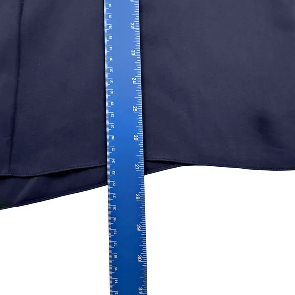 Theory Silk MED Navy Blue Keyhole Tie Front Cuffed Sleeve Blouse Tunic Minimal - Image 9