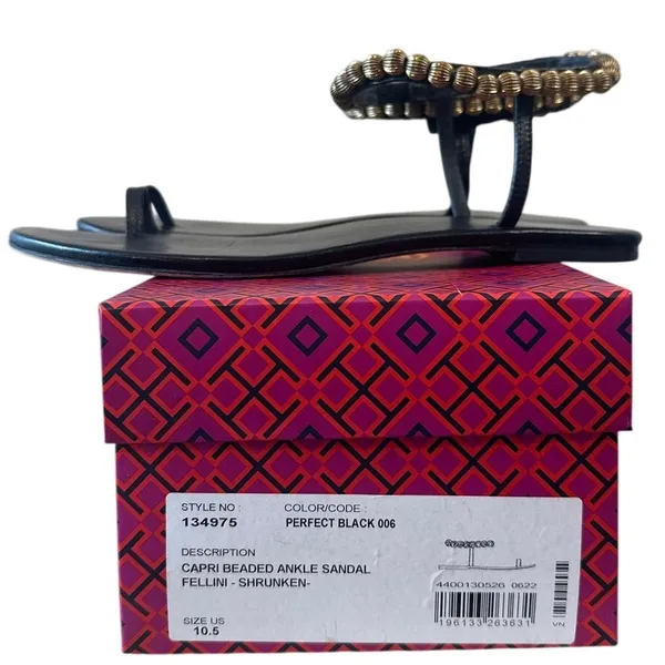 Tory Burch Capri Beaded Ankle Wrap Sandals Size‎ 10.5 - Image 4
