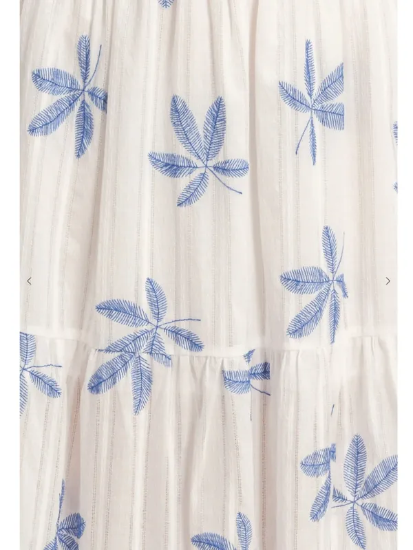 HYFVE Blue Botanical Vacation Tiered Maxi Skirt Side Slit Large - Image 5