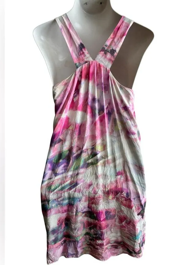 Cynthia Rowley 100% Silk Multicolors Abstract Dress 8 - Image 3