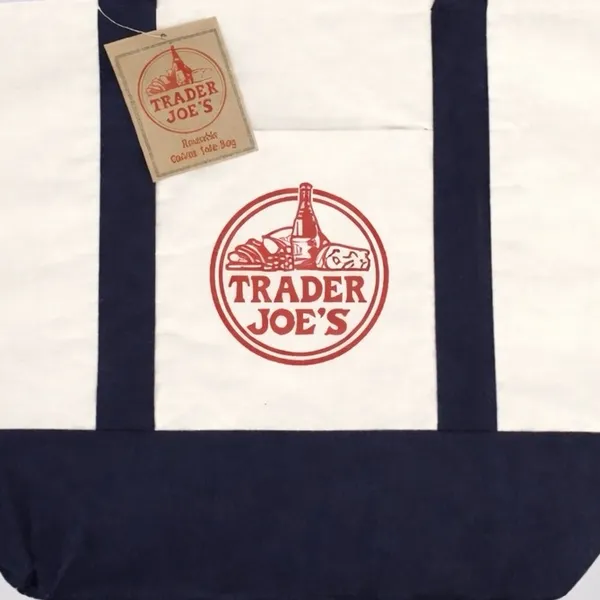 NWT Trader Joe’s Large Canvas Shopping Tote Bag Heavy Cotton Reusable Navy Blue - Image 2