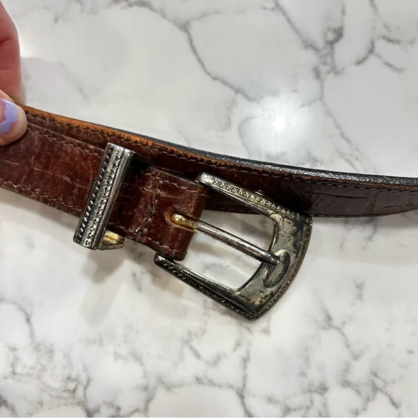 Brighton Brown Leather w/ Silver Detail Size Large‎ Woman’s Belt - Image 8