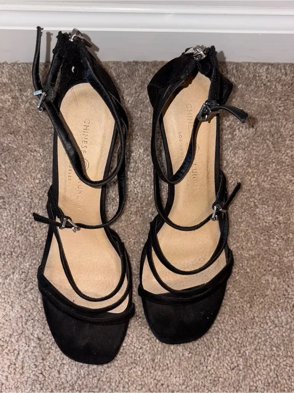 Chinese Laundry Black Strappy Ankle-Tie Heels Size: 9 - Image 3