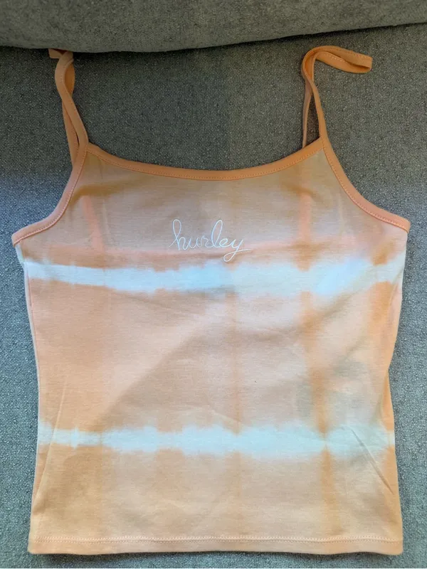 NWT Hurley Tie Dye Crop Tank Top Peach White Size Small $33 - Image 2