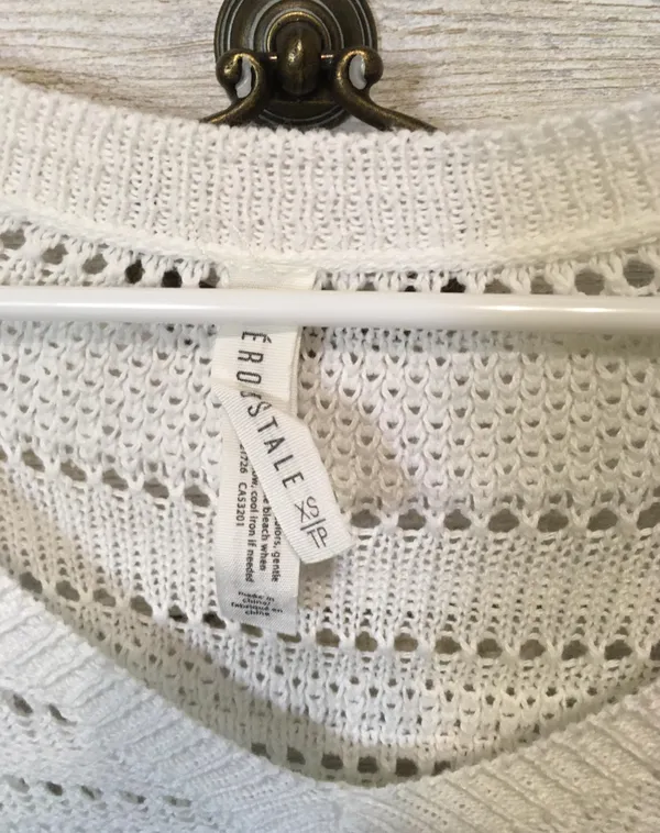 Aeropostale White Vneck Sweater - Image 3