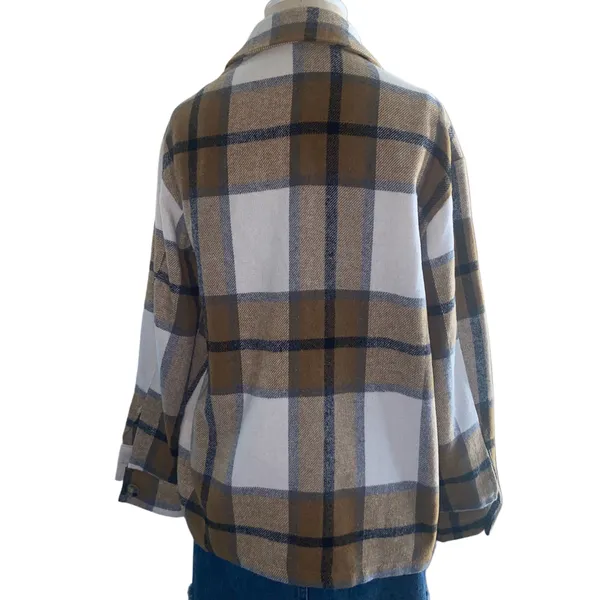 Thick Brown Plaid Flannel Shirt - Image 2