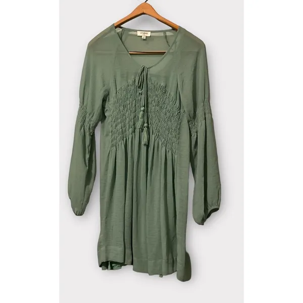 Umgee USA Baby Doll‎ Boho Peasant Dress Olive Women's Small - Image 2