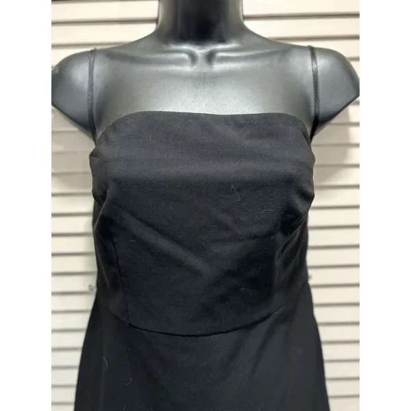 Express Black Embroidered Strapless Dress Size Medium Flare Zip Boning‎ - Image 2