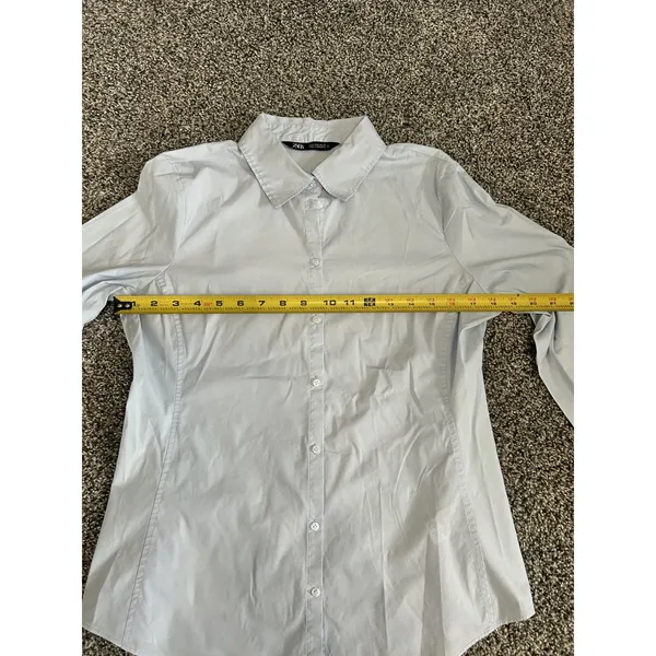 Zara blue button-up poplin long sleeve shirt L - Image 5