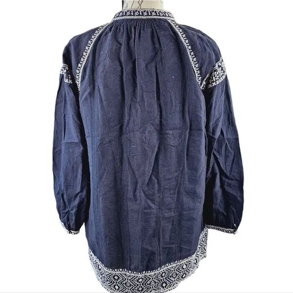 Madewell -348 Embroidered Camelia Tassel Top Black 3/4‎ Sleeve Size Small - Image 5