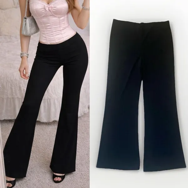 Y2K Lord & Taylor Context Black Flare Leg Pants Stretch Pull on L Bratz Mall - Image 2