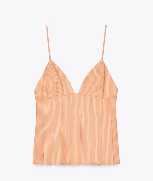 Zara Orange Striped Peplum Top - Image 2
