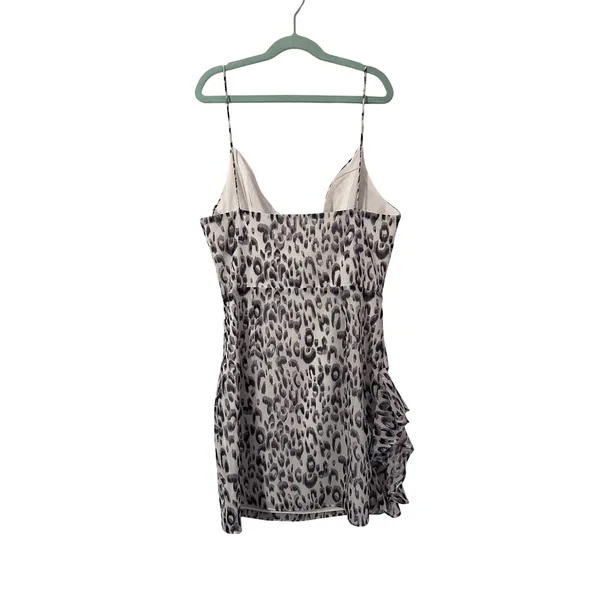 Superdown Kina Leopard Print‎ Mini Dress Ruffle V Neck Spaghetti Strap Size S - Image 2