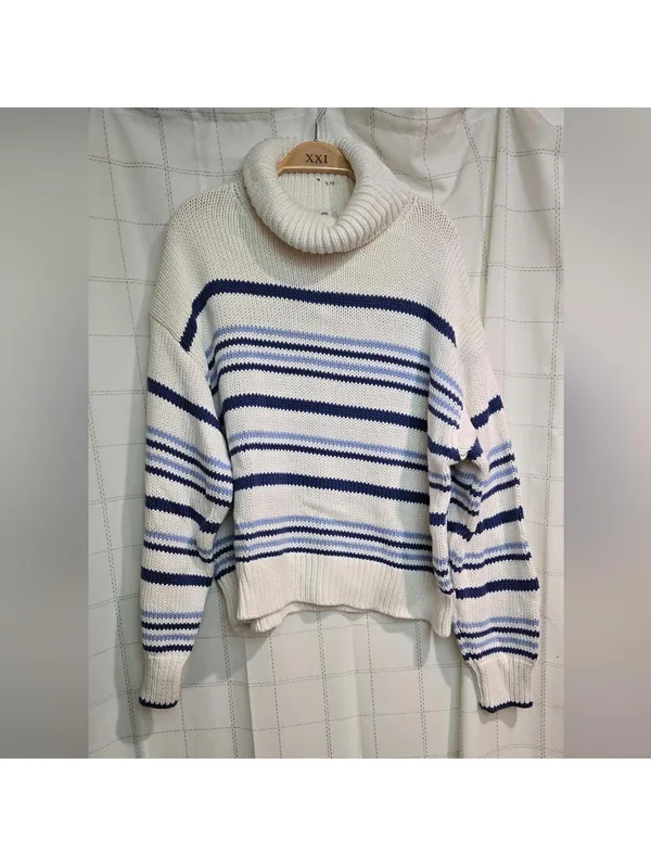 Madewell Ribbed Cotton Turtleneck Sweater in Stripe - Image 3
