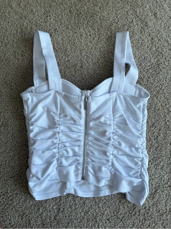 Reformation Linnea going out rush white summer sleeveless Knit Top size xs - Image 6