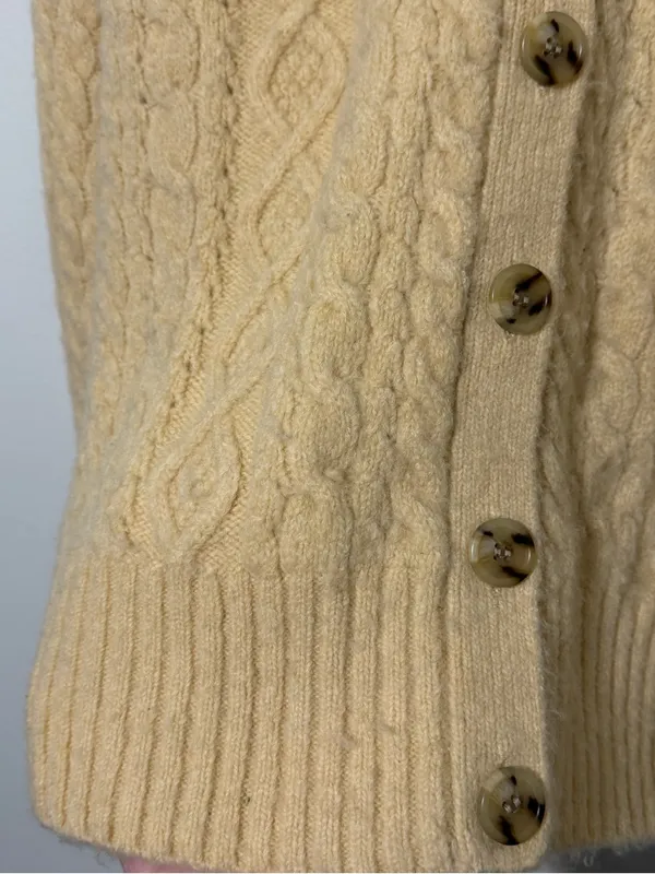 J. CREW Collared Cable Knit Cardigan Size XL Sweater Cream Fall Winter CC004 - Image 5