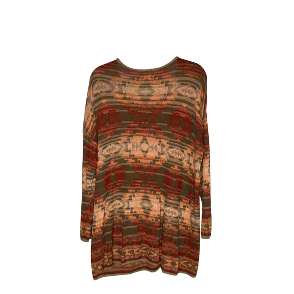 Denim & Supply Ralph Lauren Sweater Women XL Orange Southwestern Tunic Excellent - Image 3