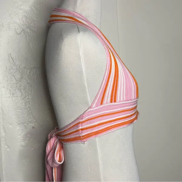 Pink and Orange Halter Top with Tie back XS - Image 2