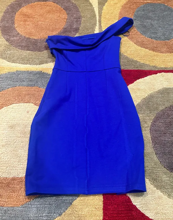 Like-New Super Down Hana One Shoulder Dress Bodycon Royal Blue Revolve Size XS - Image 4