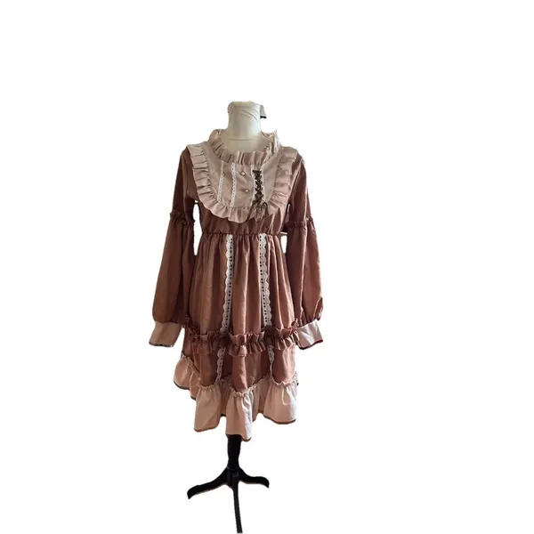 Vintage Princess Lolita A-Line Dress Fairy Balloon Sleeve Pearls Party Costume S - Image 10