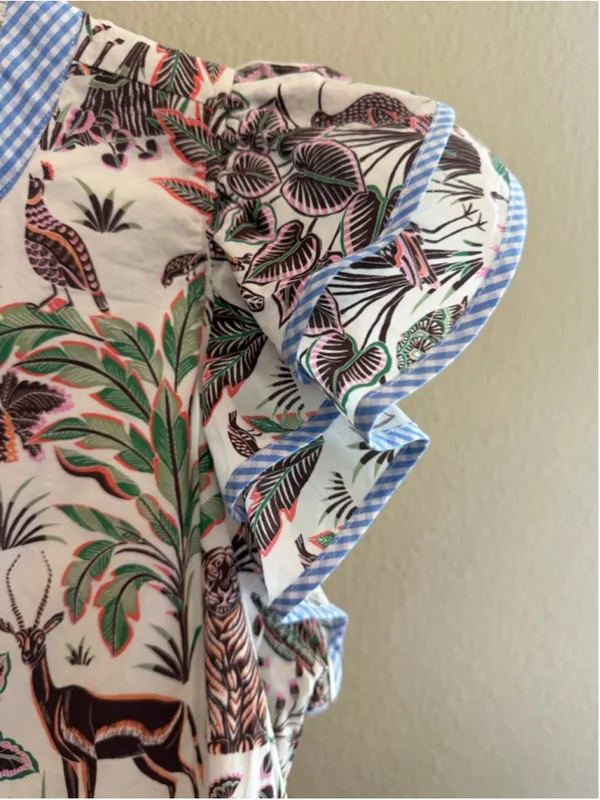 Entro Botanical Animal Prints Midi Dress in Blue Size S - Image 4