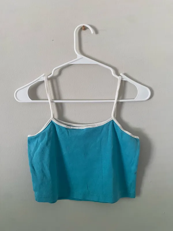 Roxy Teal Daisy Tank Crop Top - Image 2