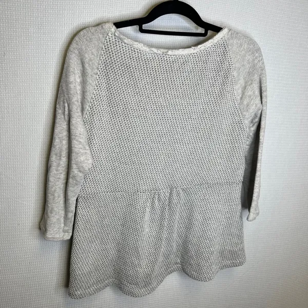 Postmark Gray Shimmer Waffle Knit Lace Trim Raglan Top Womens XL 3/4‎ Sleeve - Image 3