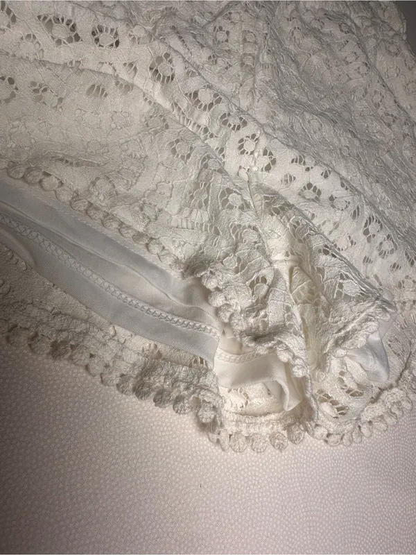 H&M White Lace Shorts Womens US 10 NWT Elastic Waist Lined Boho Cotton - Image 9