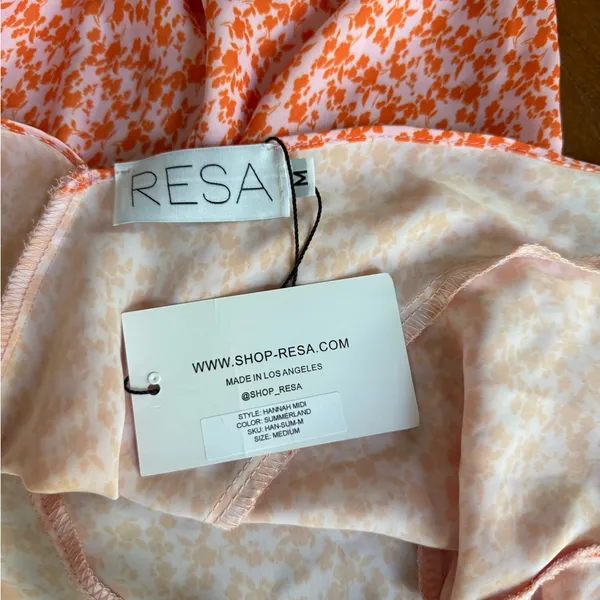 Revolve RESA Hannah Slip Dress Womens Medium Orange Floral Midi NWT Missing Sash - Image 2