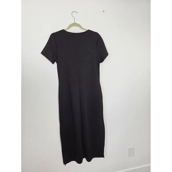 Lepunuo Black T-shirt Dress Super Soft Pockets Comfy Side Slits Casual Basic M - Image 7