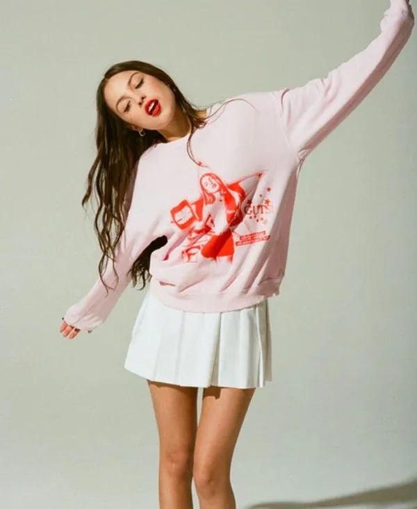 Olivia Rodrigo Guts tour merch pullover Pink Size XL - Image 7