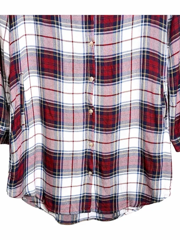 ANTHROPOLOGIE THREAD & SUPPLY Women’s Plaid Flannel Tunic Shirt Dress Size Large - Image 7
