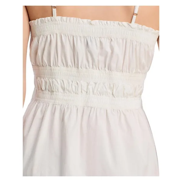 Aqua Womens Cotton Smocked Sleeveless Dress AQ08-01 White S - Image 8