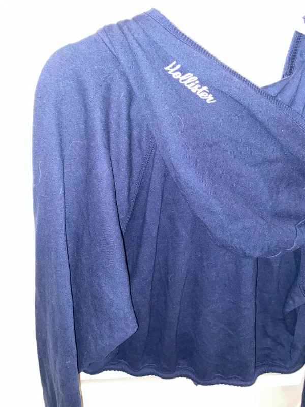 Hollister Cropped Navy Hoodie - Image 5