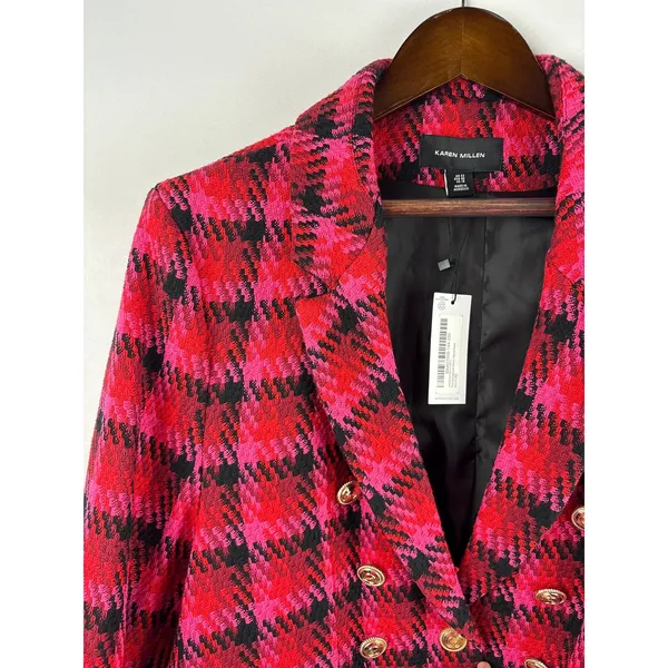 Women’s Karen Millen Size 18 Pink Red & Black Blazer - Image 2