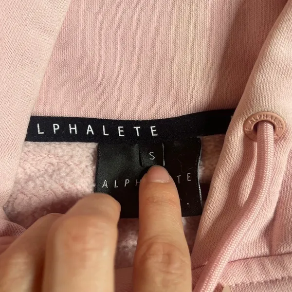 ALPHALETE Pink Hoodie Sweatshirt Pullover Drawstring Hood Pockets Size S - Image 5