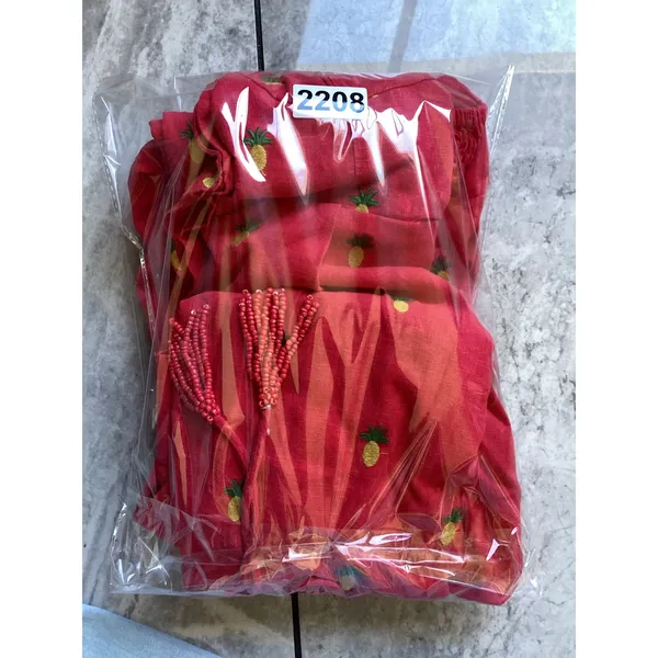 Farm Rio Red Embroidered Pineapple Halter Jumpsuit Linen Blend XS SN 294030 - Image 11