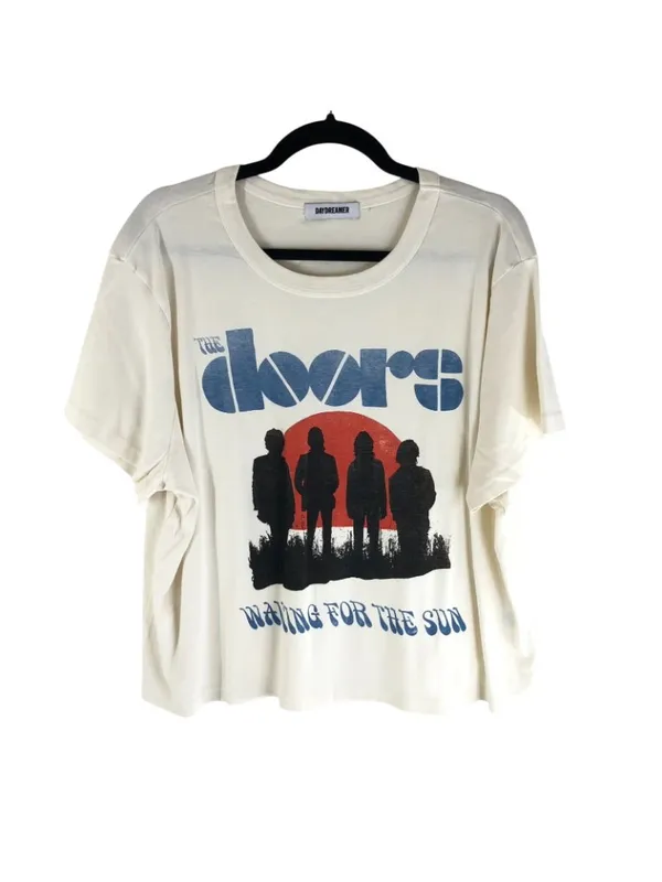 Daydreamer Womens T Shirt The Doors Waiting For The Sun Shrunken Tee Ivory 2X - Image 2