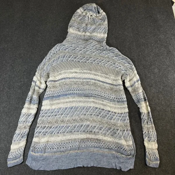 Abercrombie & Fitch Blue Striped Knit Hoodie Sweater XS/S Boho Pullover - Image 2