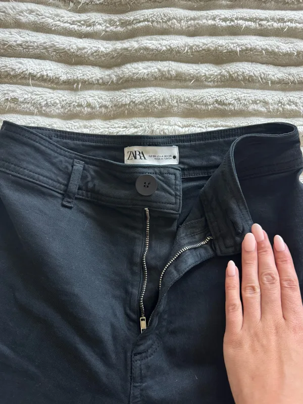 Zara Black Marine Wide Leg Jeans - Image 2