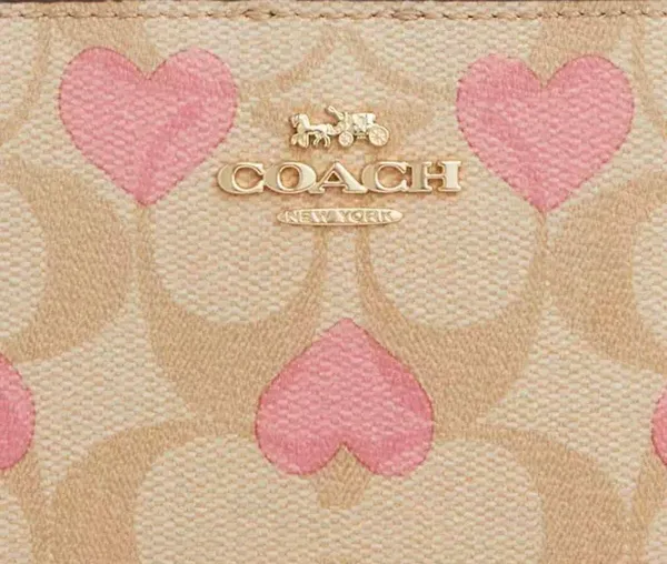 Coach Snap Wallet In Signature Canvas With Heart Print - Image 3