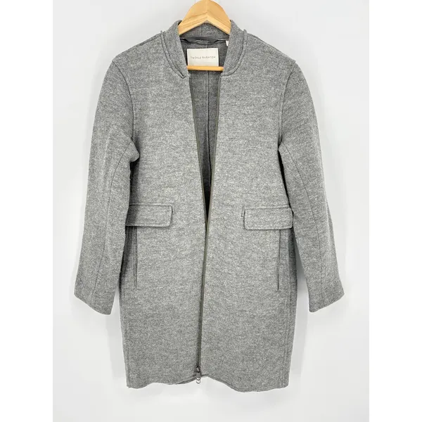 Aritzia Babaton Bonamici 100% Wool Gray Zip Coat Jacket‎ Size Small Minimalist - Image 3