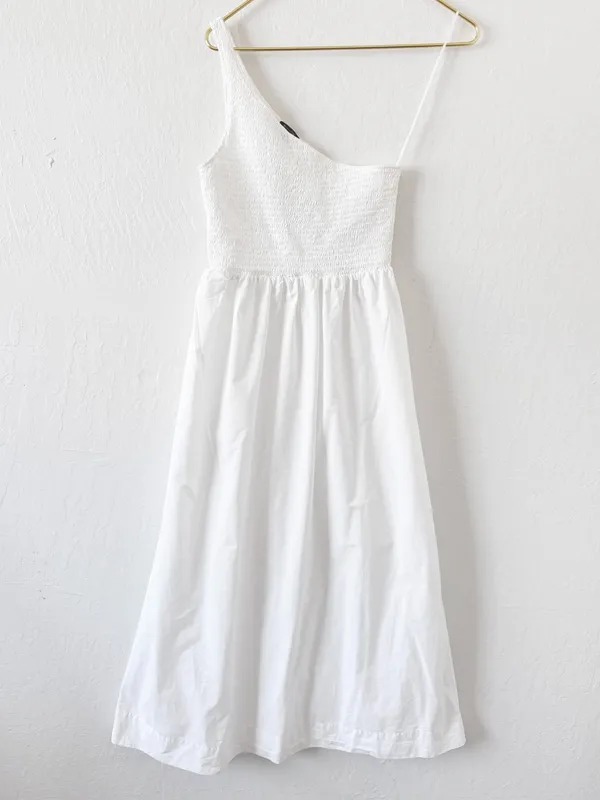 Massimo Dutti One-Shoulder White Maxi Dress - Image 2