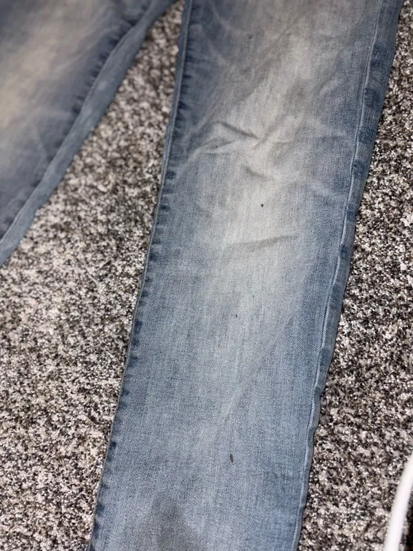 American Eagle Outfitters Slim Straight Light Blue Jeans with Paint Details - Image 6