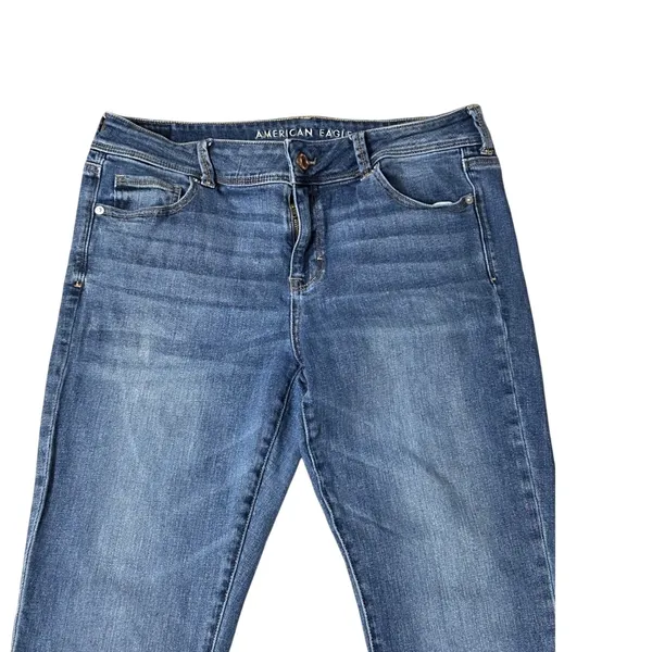 American Eagle Womens 16 Regular Kick Boot Super Stretch Blue Denim Jeans - Image 13