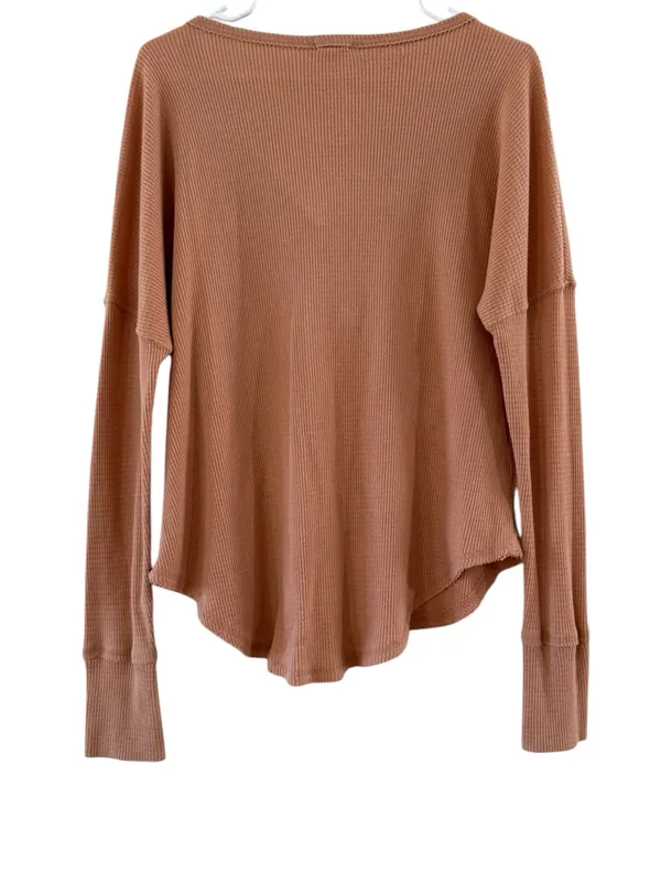Billabong Long-Sleeve Waffle Henley Top - Coral Peach Orange - Image 5