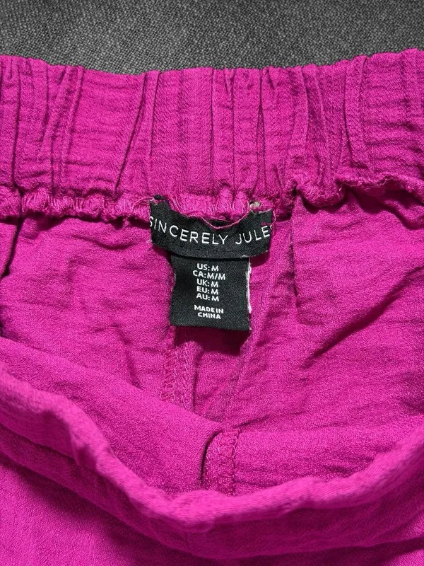 Sincerely Jules Magenta Pull On Wide Leg Pants Size Medium Pink - Image 7